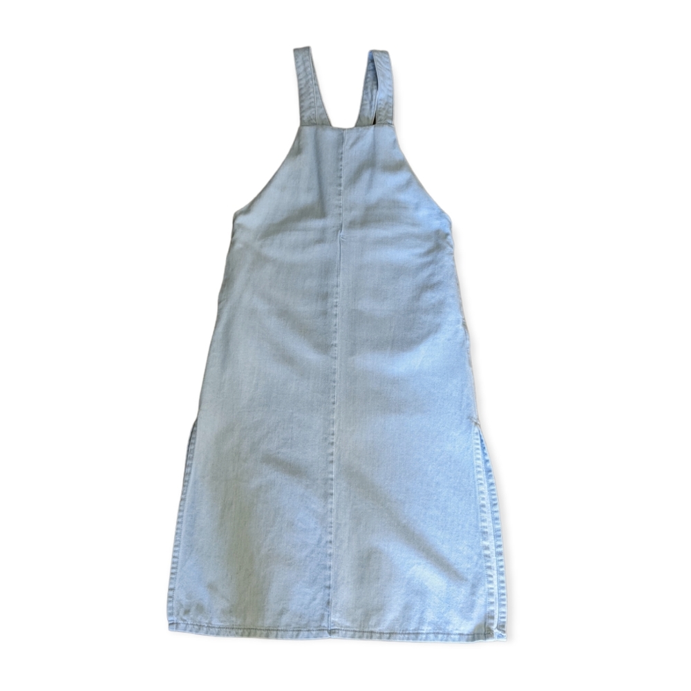 Zara TRF Denim Overalls Midi Dress with Pockets 100% Cotton Small